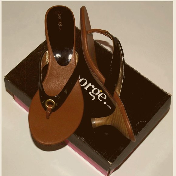 NEW GEORGE TM/MC Model: Nicole, Brown/Black Heels Sandals US Size 7.5 - Picture 2 of 13
